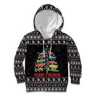 Merry Fishmas Kid Hoodie Fishing Christmas Tree Lights - Wonder Print Shop