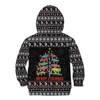 Merry Fishmas Kid Hoodie Fishing Christmas Tree Lights - Wonder Print Shop