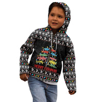Merry Fishmas Kid Hoodie Fishing Christmas Tree Lights - Wonder Print Shop