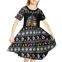 Merry Fishmas Kid Short Sleeve Dress Fishing Christmas Tree Lights - Wonder Print Shop