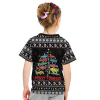 Merry Fishmas Kid T Shirt Fishing Christmas Tree Lights - Wonder Print Shop