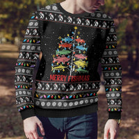 Merry Fishmas Ugly Christmas Sweater Fishing Christmas Tree Lights - Wonder Print Shop