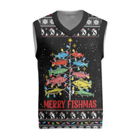 Merry Fishmas Christmas Knitted V-Neck Vest Fishing Christmas Tree Lights - Wonder Print Shop