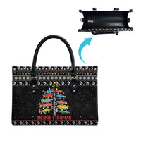 Merry Fishmas Leather Bag Fishing Christmas Tree Lights - Wonder Print Shop