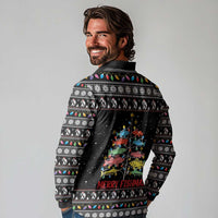Merry Fishmas Long Sleeve Polo Shirt Fishing Christmas Tree Lights - Wonder Print Shop