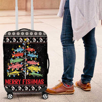 Merry Fishmas Luggage Cover Fishing Christmas Tree Lights - Wonder Print Shop