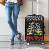 Merry Fishmas Luggage Cover Fishing Christmas Tree Lights - Wonder Print Shop