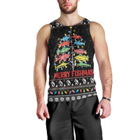 Merry Fishmas Men Tank Top Fishing Christmas Tree Lights - Wonder Print Shop