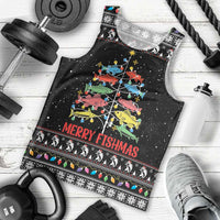 Merry Fishmas Men Tank Top Fishing Christmas Tree Lights - Wonder Print Shop