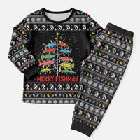 Merry Fishmas Christmas Pajama Set Fishing Christmas Tree Lights - Wonder Print Shop