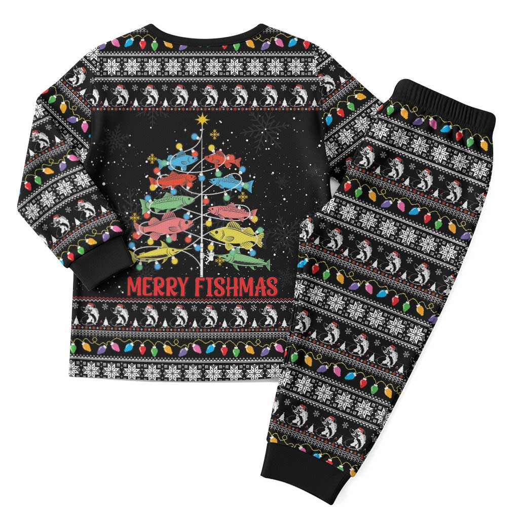 Merry Fishmas Christmas Pajama Set Fishing Christmas Tree Lights - Wonder Print Shop