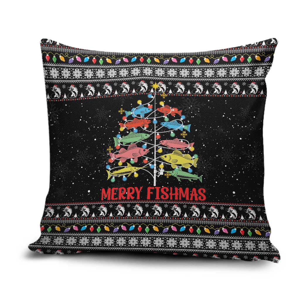 Merry Fishmas Pillow Cover Fishing Christmas Tree Lights - Wonder Print Shop