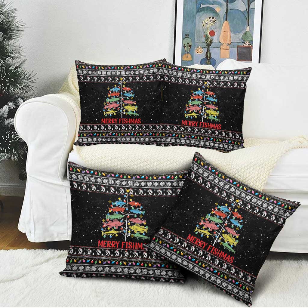 Merry Fishmas Pillow Cover Fishing Christmas Tree Lights - Wonder Print Shop