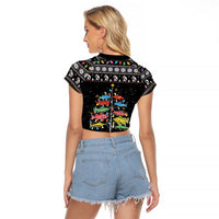 Merry Fishmas Raglan Cropped T Shirt Fishing Christmas Tree Lights - Wonder Print Shop