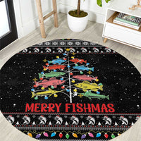 Merry Fishmas Round Carpet Fishing Christmas Tree Lights - Wonder Print Shop