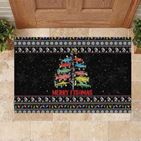 Merry Fishmas Rubber Doormat Fishing Christmas Tree Lights - Wonder Print Shop