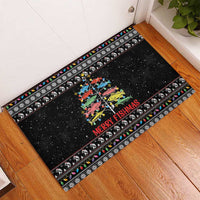 Merry Fishmas Rubber Doormat Fishing Christmas Tree Lights - Wonder Print Shop