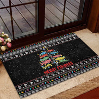 Merry Fishmas Rubber Doormat Fishing Christmas Tree Lights - Wonder Print Shop