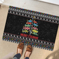 Merry Fishmas Rubber Doormat Fishing Christmas Tree Lights - Wonder Print Shop