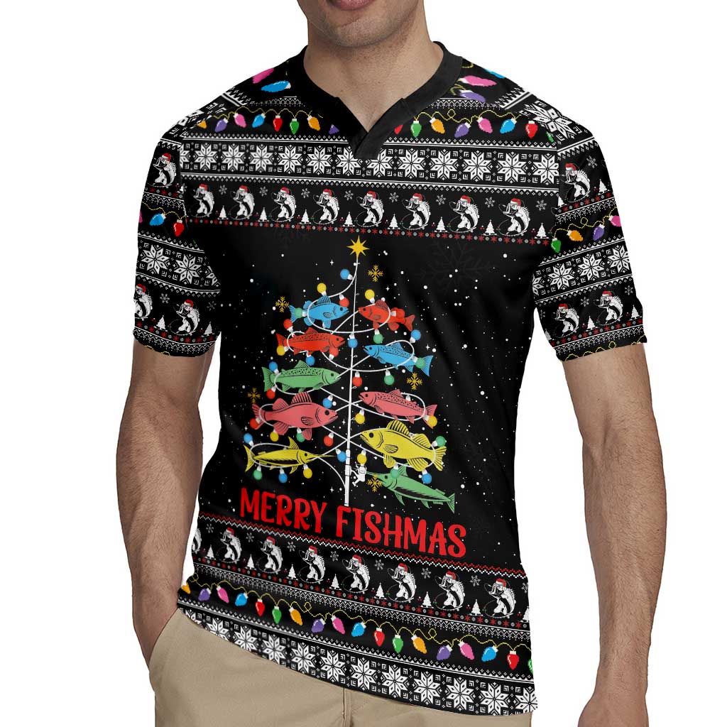 Merry Fishmas Rugby Jersey Fishing Christmas Tree Lights - Wonder Print Shop