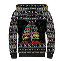 Merry Fishmas Sherpa Hoodie Fishing Christmas Tree Lights - Wonder Print Shop