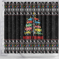 Merry Fishmas Shower Curtain Fishing Christmas Tree Lights - Wonder Print Shop