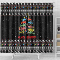 Merry Fishmas Shower Curtain Fishing Christmas Tree Lights - Wonder Print Shop