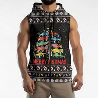 Merry Fishmas Sleeveless Zip Hoodie Fishing Christmas Tree Lights - Wonder Print Shop
