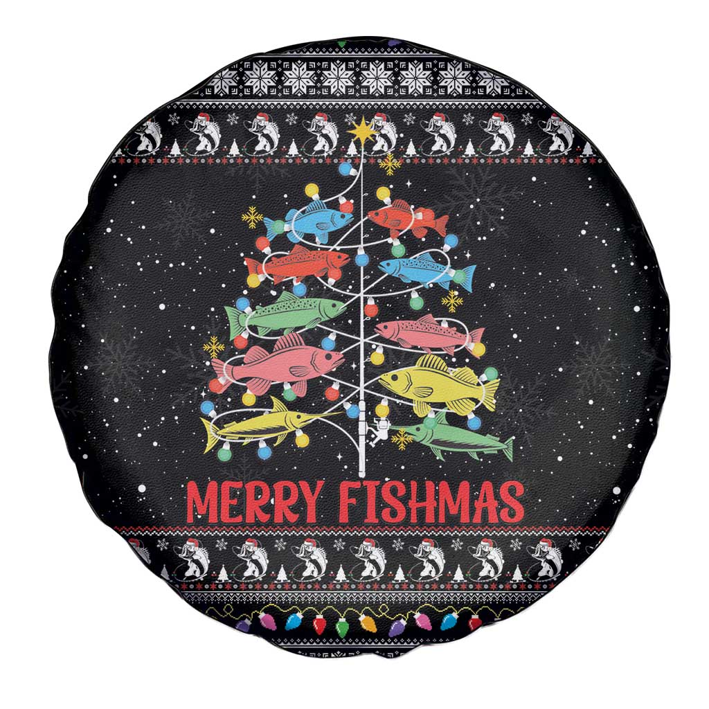 Merry Fishmas Spare Tire Cover Fishing Christmas Tree Lights - Wonder Print Shop