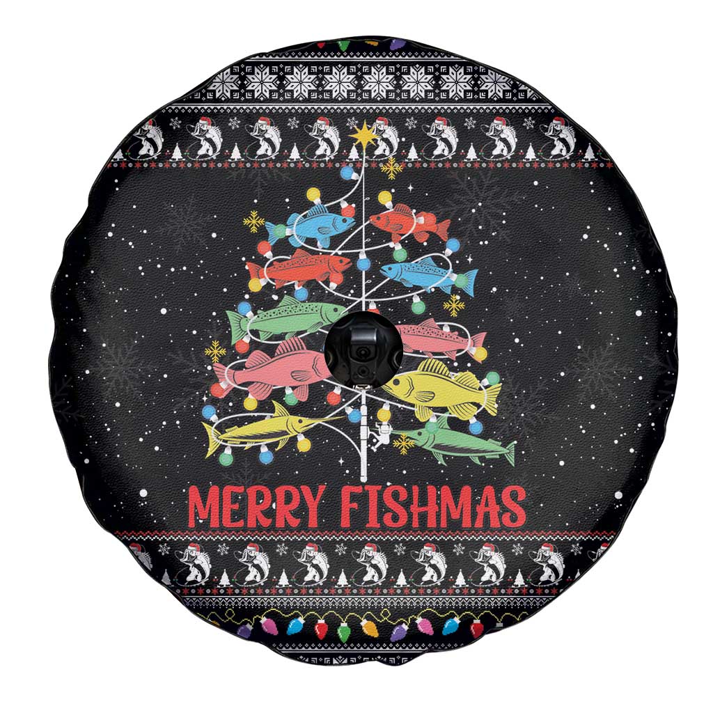 Merry Fishmas Spare Tire Cover Fishing Christmas Tree Lights - Wonder Print Shop