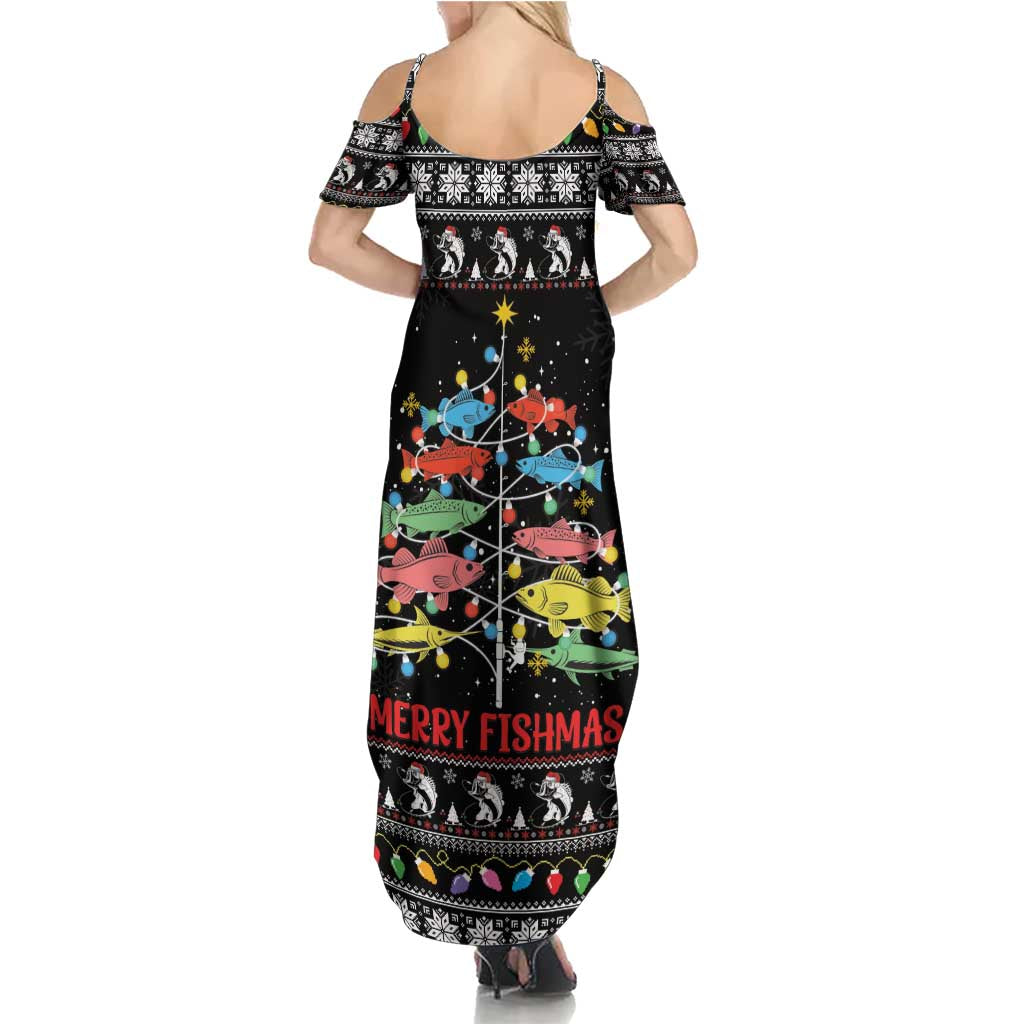 Merry Fishmas Summer Maxi Dress Fishing Christmas Tree Lights - Wonder Print Shop