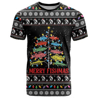 Merry Fishmas T Shirt Fishing Christmas Tree Lights - Wonder Print Shop
