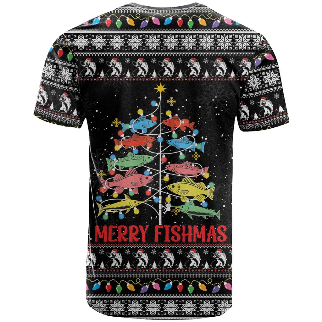 Merry Fishmas T Shirt Fishing Christmas Tree Lights - Wonder Print Shop