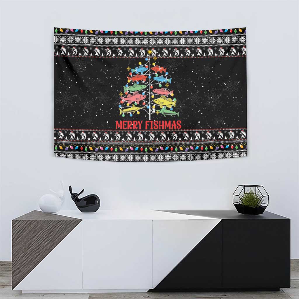 Merry Fishmas Tapestry Fishing Christmas Tree Lights - Wonder Print Shop