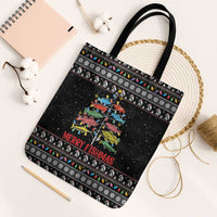 Merry Fishmas Tote Bag Fishing Christmas Tree Lights - Wonder Print Shop