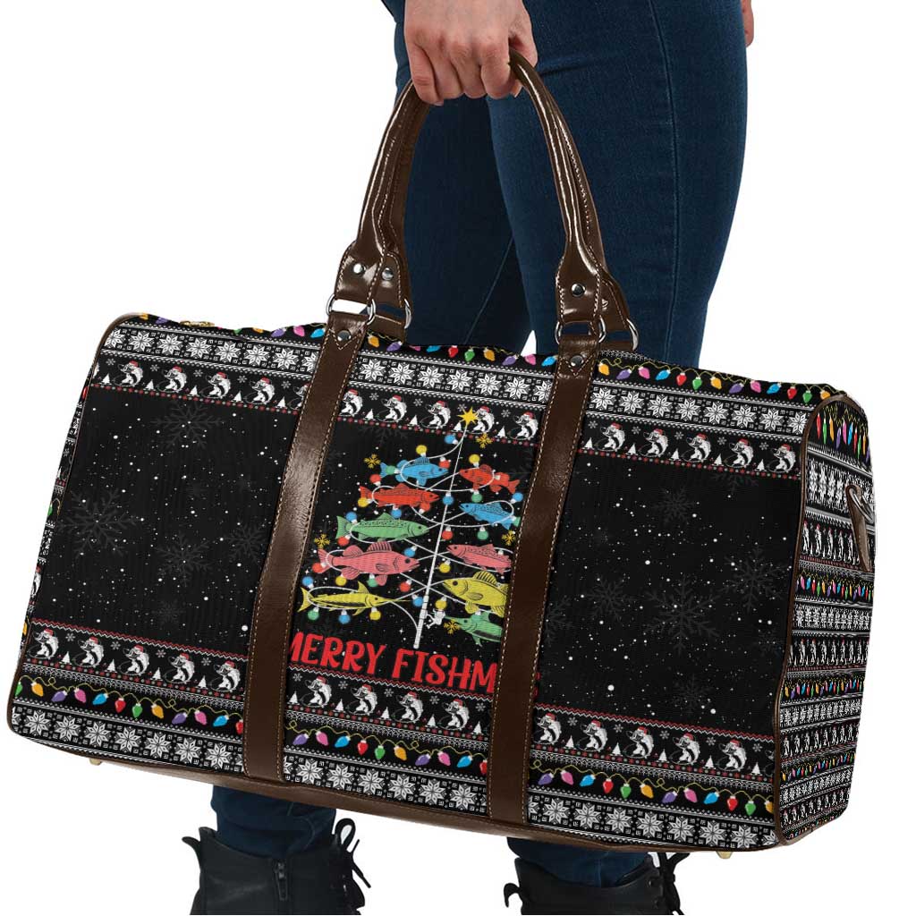 Merry Fishmas Travel Bag Fishing Christmas Tree Lights - Wonder Print Shop