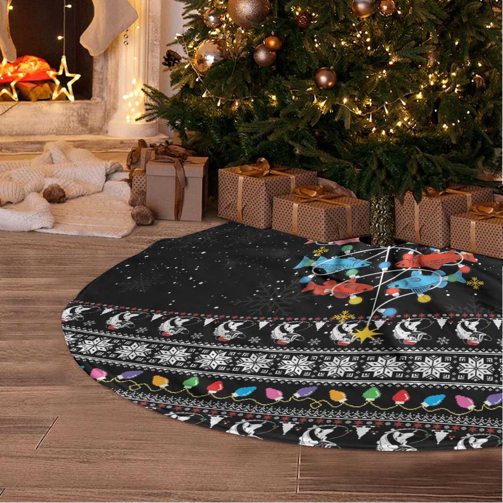 Merry Fishmas Tree Skirt Fishing Christmas Tree Lights - Wonder Print Shop