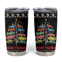 Merry Fishmas Tumbler Cup Fishing Christmas Tree Lights - Wonder Print Shop
