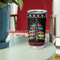 Merry Fishmas Tumbler Cup Fishing Christmas Tree Lights - Wonder Print Shop