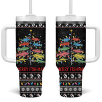 Merry Fishmas Tumbler With Handle Fishing Christmas Tree Lights - Wonder Print Shop