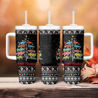 Merry Fishmas Tumbler With Handle Fishing Christmas Tree Lights - Wonder Print Shop