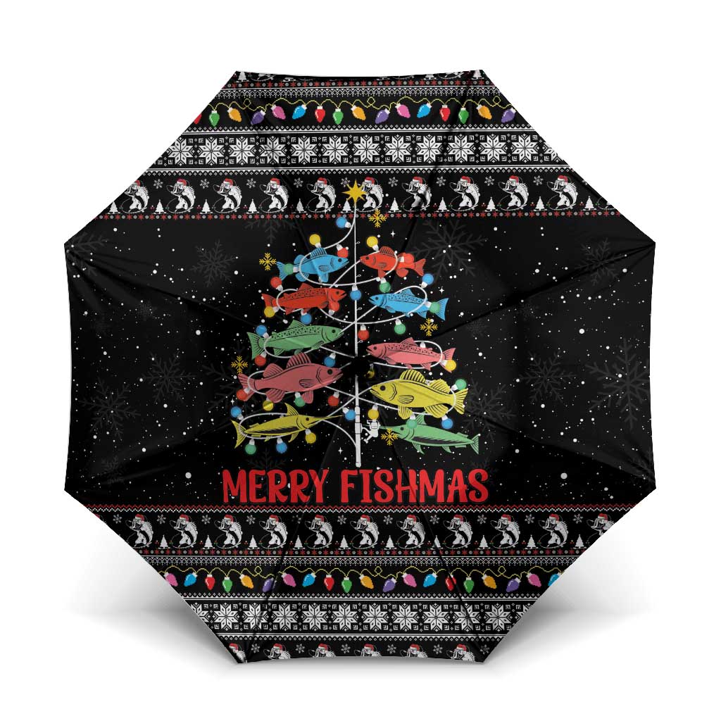 Merry Fishmas Umbrella Fishing Christmas Tree Lights - Wonder Print Shop