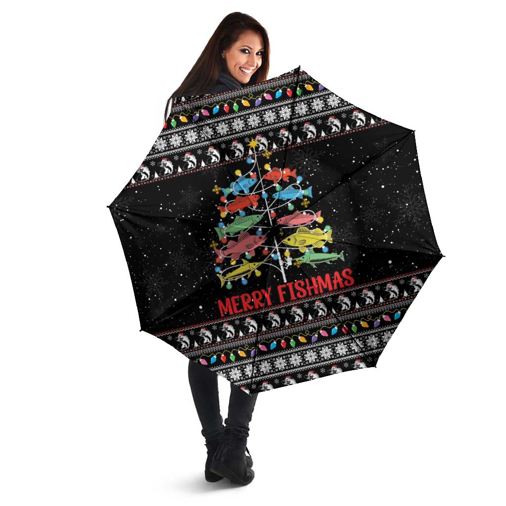 Merry Fishmas Umbrella Fishing Christmas Tree Lights - Wonder Print Shop