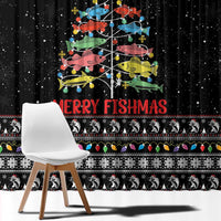 Merry Fishmas Window Curtain Fishing Christmas Tree Lights - Wonder Print Shop