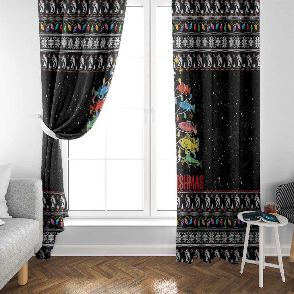 Merry Fishmas Window Curtain Fishing Christmas Tree Lights - Wonder Print Shop