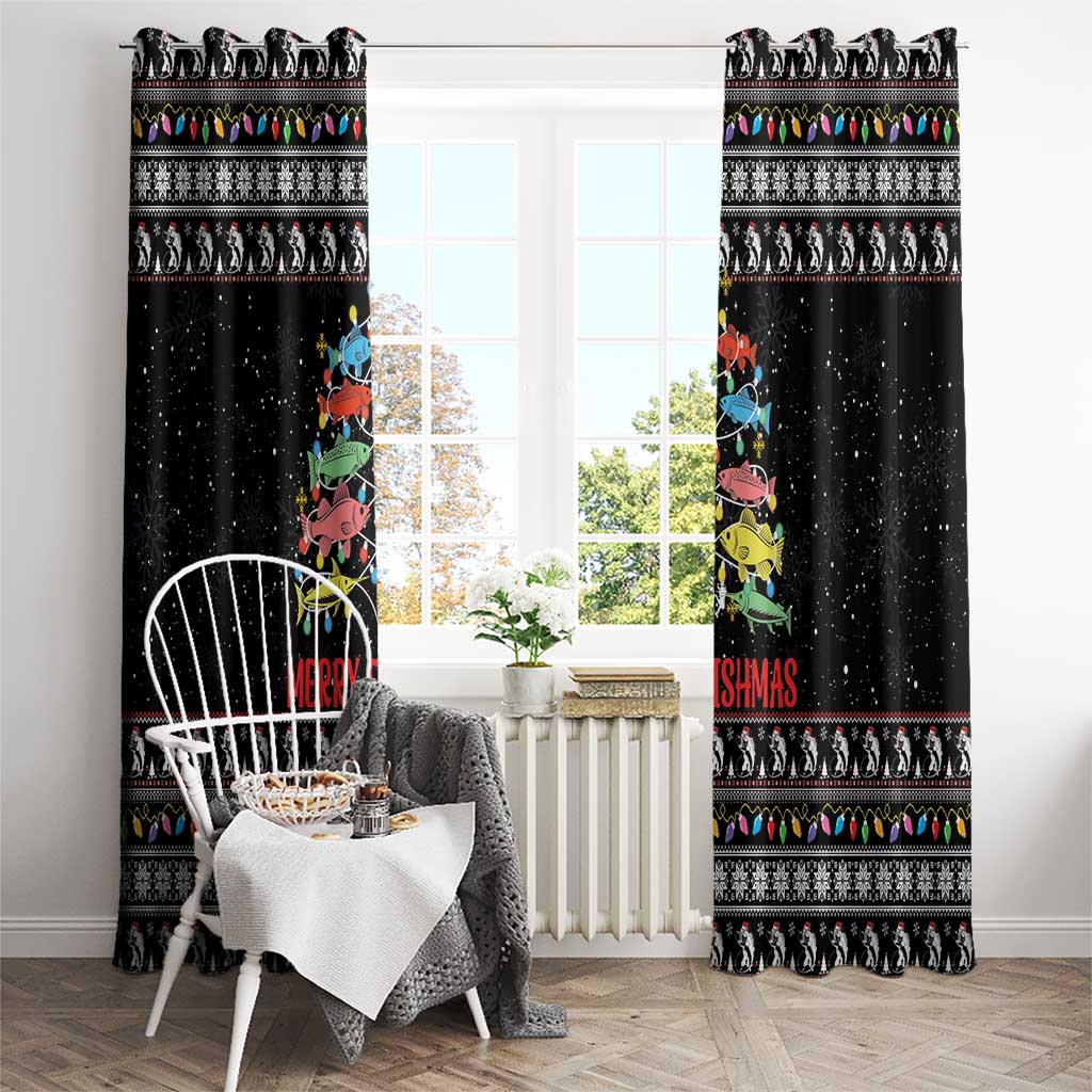 Merry Fishmas Window Curtain Fishing Christmas Tree Lights - Wonder Print Shop