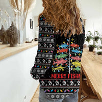 Merry Fishmas Women Casual Shirt Fishing Christmas Tree Lights - Wonder Print Shop