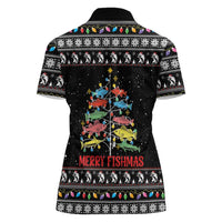 Merry Fishmas Women Polo Shirt Fishing Christmas Tree Lights - Wonder Print Shop