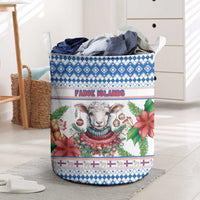 Faroe Islands Christmas Laundry Basket Cute Faroese Sheep Xmas Patterns - Wonder Print Shop