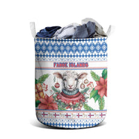 Faroe Islands Christmas Laundry Basket Cute Faroese Sheep Xmas Patterns - Wonder Print Shop